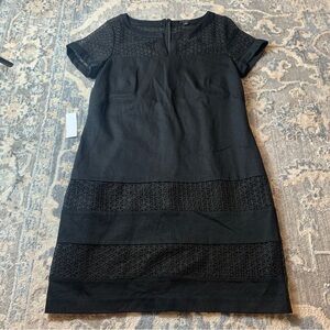 Ann Taylor Black Sheath Midi Dress Bateau Neckline